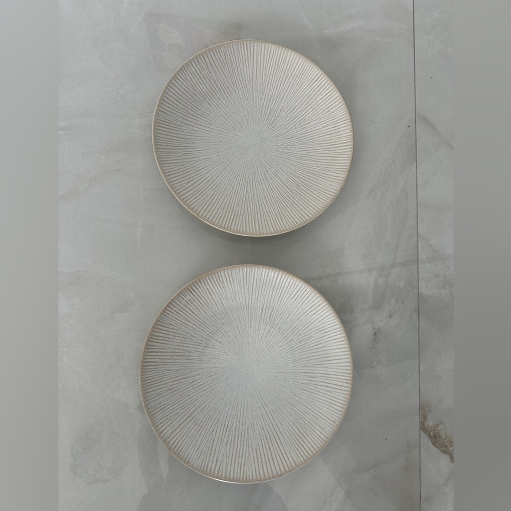 2 Joseph Abboud Stoneware Illusion White Dinner Plates